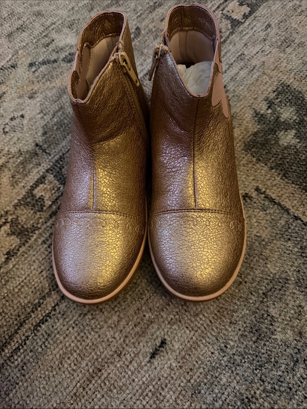Kids Livie & Luca.Rose and Vintage Metallic Bronze Zip Ankle Boots